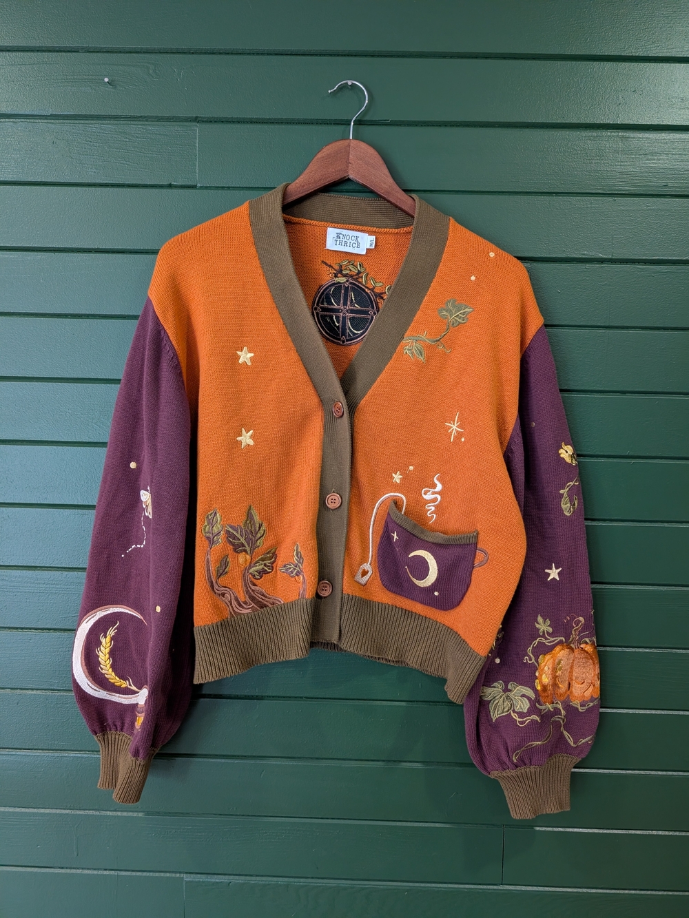Harvest Witch Embroidered Cardigan Sweater